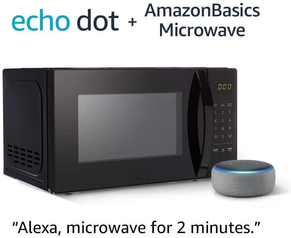 Basics Microwave bundle with Echo Dot (3rd Gen) - Heather Gray