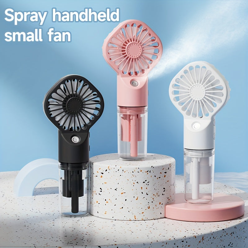 Portable Rechargeable Handheld Misting Fan - Battery Operated Mini Face Steamer for Travel &amp; Outdoors