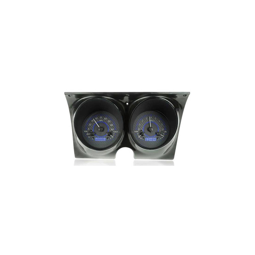 Eckler's Premier  Products 33262777 Camaro Analog Dash Gauges Dakota Digital Carbon Fiber With Blue Display