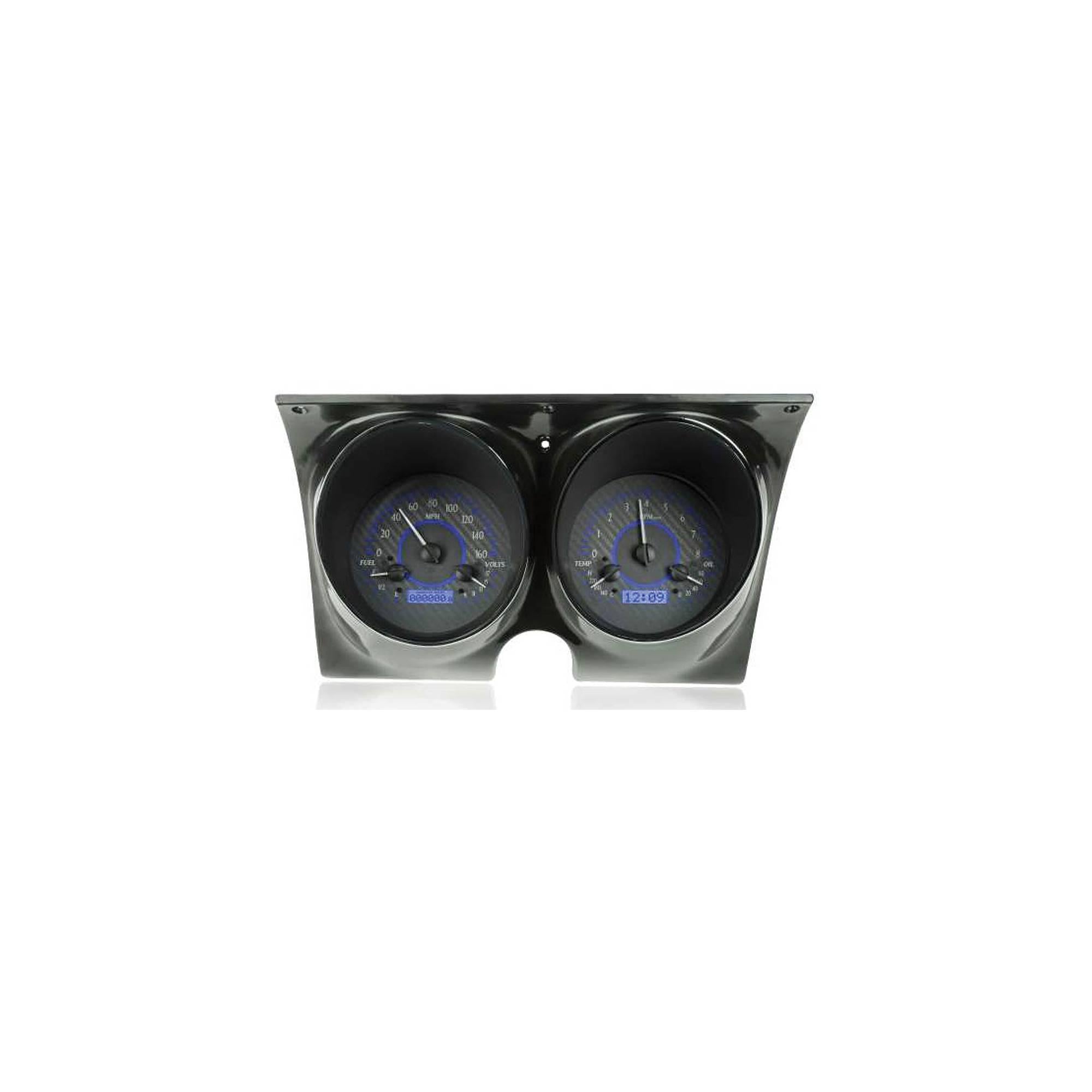 Eckler's Premier  Products 33262777 Camaro Analog Dash Gauges Dakota Digital Carbon Fiber With Blue Display
