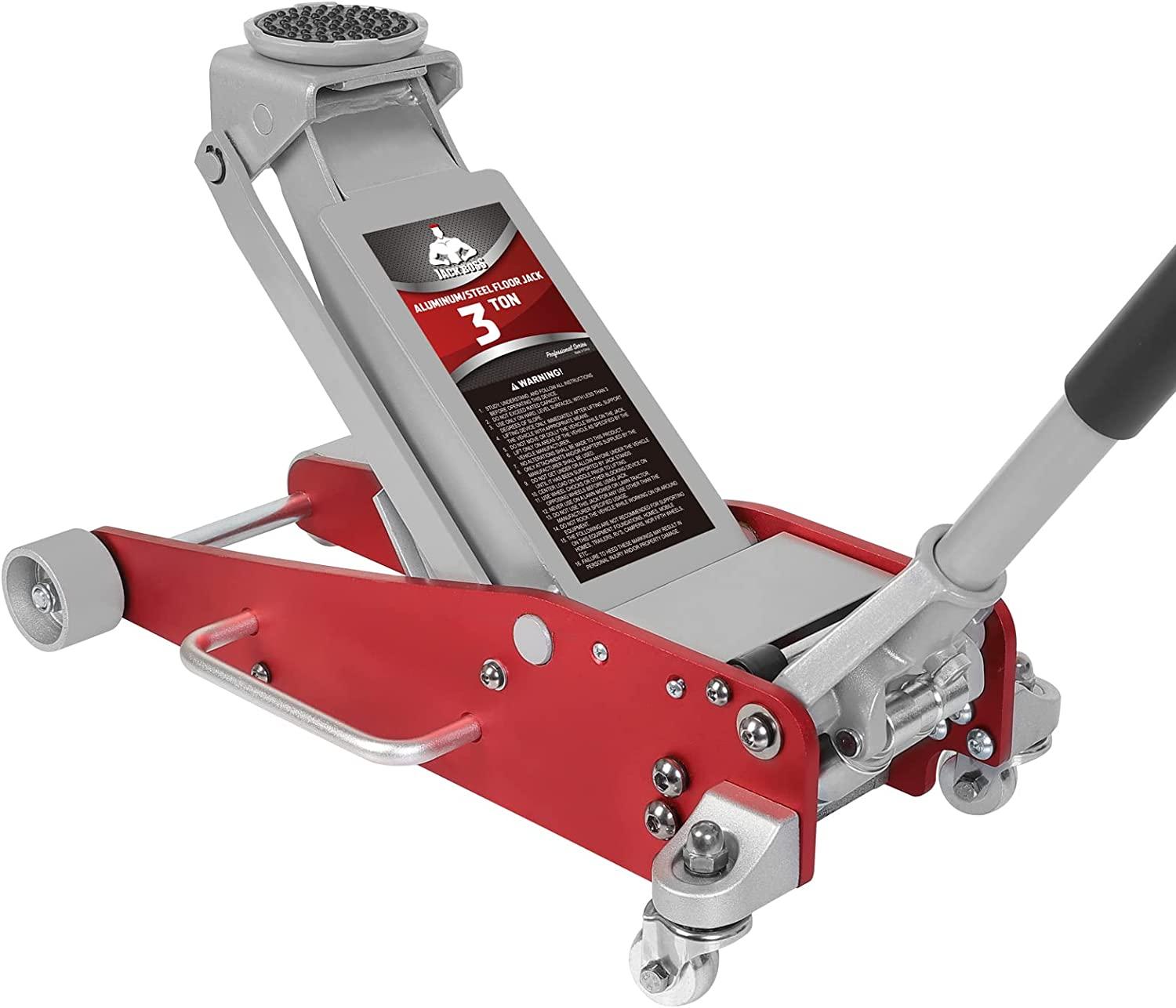Jack Boss 3 ton Hydraulic Aluminum car Floor Jack,6600 lbs Capacity,Low Profile Lightweight  Lift Trolley Jack with Dual Piston