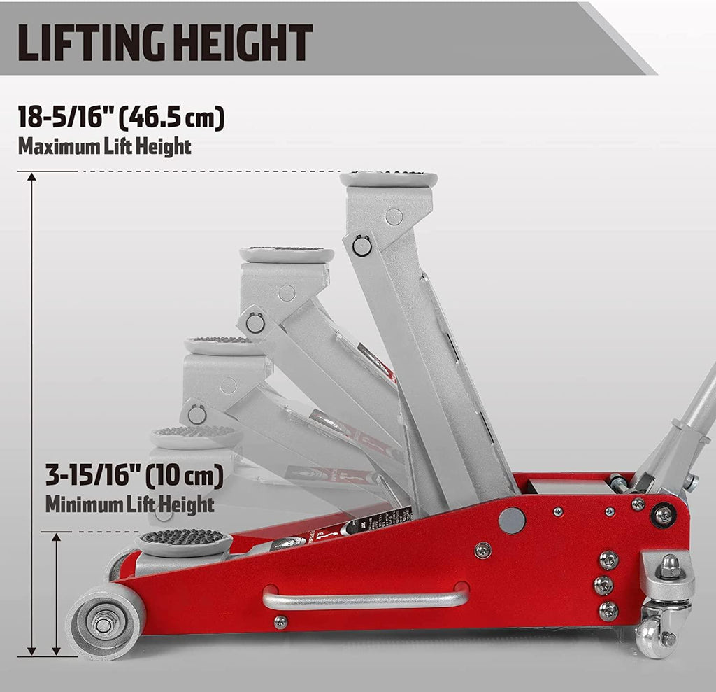 Jack Boss 3 ton Hydraulic Aluminum car Floor Jack,6600 lbs Capacity,Low Profile Lightweight  Lift Trolley Jack with Dual Piston