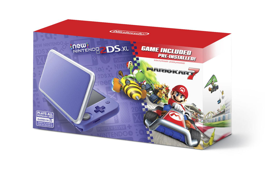 Nintendo 2DS XL System w/ Mario Kart 7 Pre-installed, Purple &amp; Silver