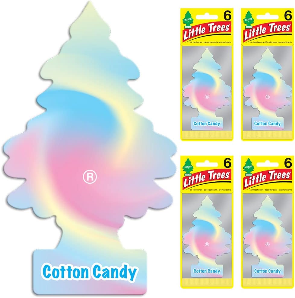LITTLE TREES Air Fresheners Car Air Freshener. Hanging Tree Provides Long Lasting Scent for Auto or Home. Cotton Candy, 24 Air Fresheners