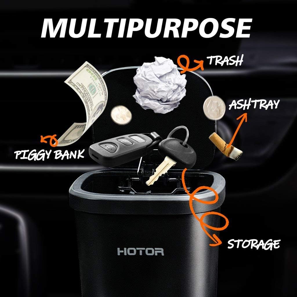 HOTOR Car Trash Can, Car Trash Cup with 30 Additional Car Trash Bags for Exclusive Using, Multipurpose Trash Can for Car, Office &amp; Home to Meet Various Needs - 2 Packs