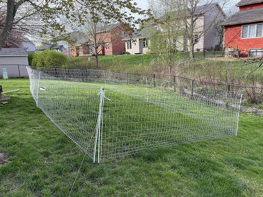 Starkline Electric Poultry Netting Kit - AC Energizer (48" x164' White/Blue Poultry Netting) (12/48/3) All-in-One Electric Fence Kit for Backyards, Homesteads, Ranches or Farms