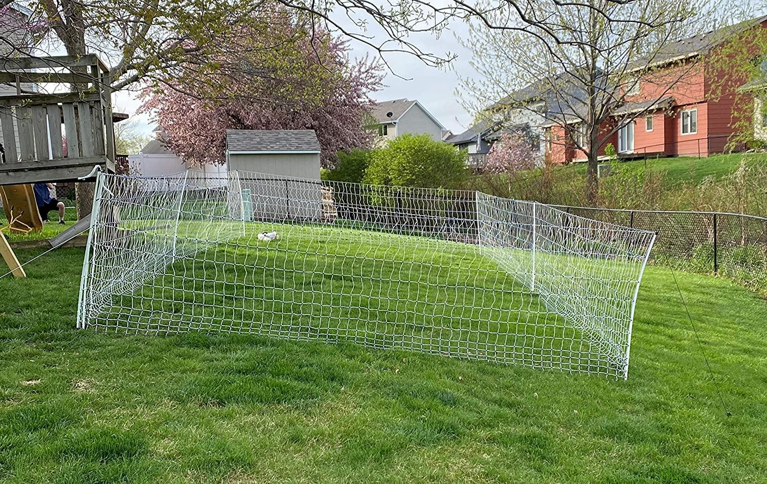 Starkline Electric Poultry Netting Kit - AC Energizer (48" x164' White/Blue Poultry Netting) (12/48/3) All-in-One Electric Fence Kit for Backyards, Homesteads, Ranches or Farms