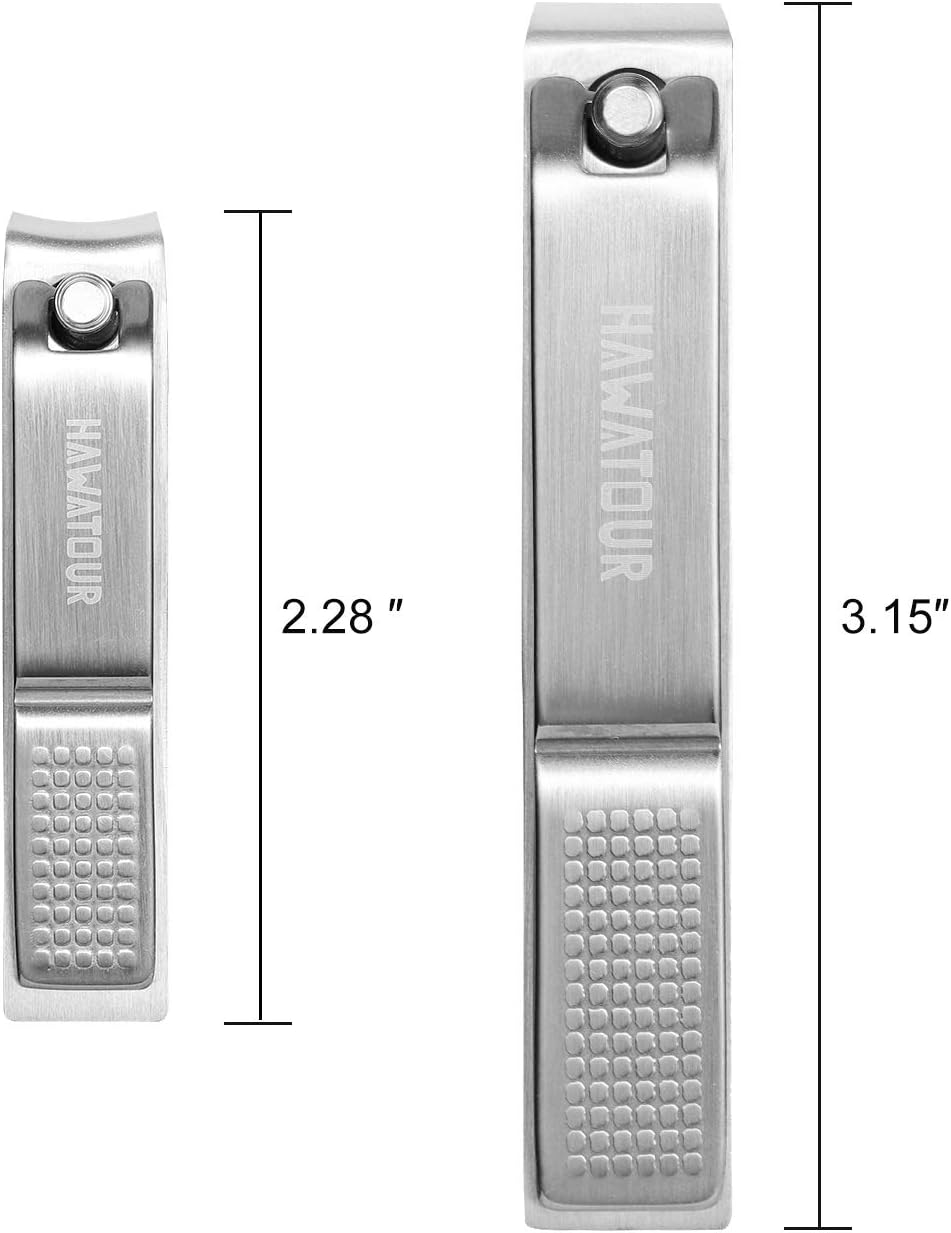Nail Clippers Set, Ultra Sharp Sturdy Fingernail and Toenail Clipper Cutters with Visibly Tin Case by HAWATOUR - Stainless Steel