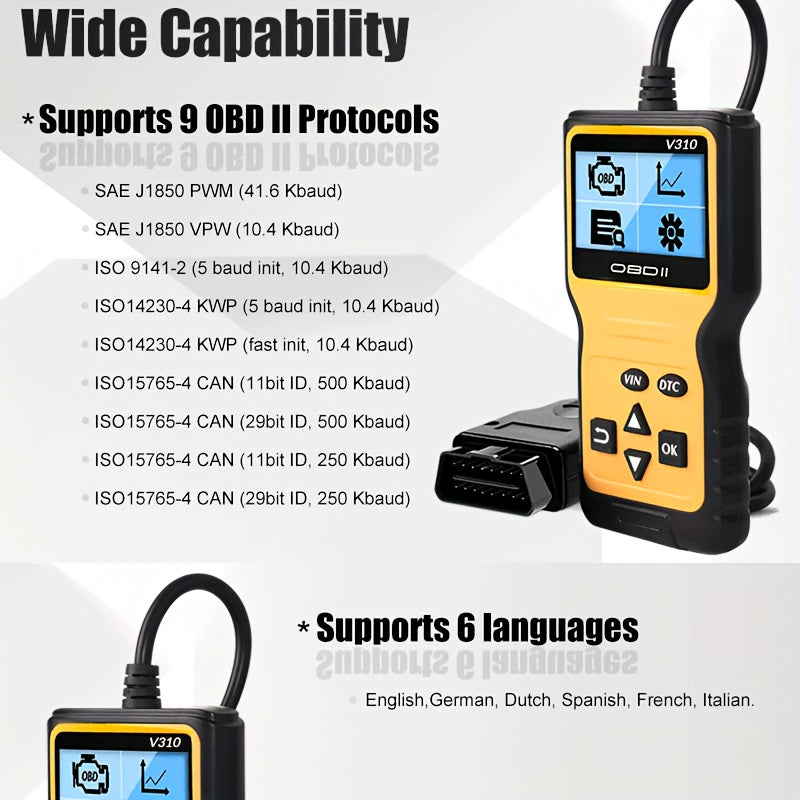 Car OBD2 Scanner Code Reader Engine Fault Code Reader Scanner CAN Diagnostic Scan Tool For All OBD II Protocol Cars Since 1996