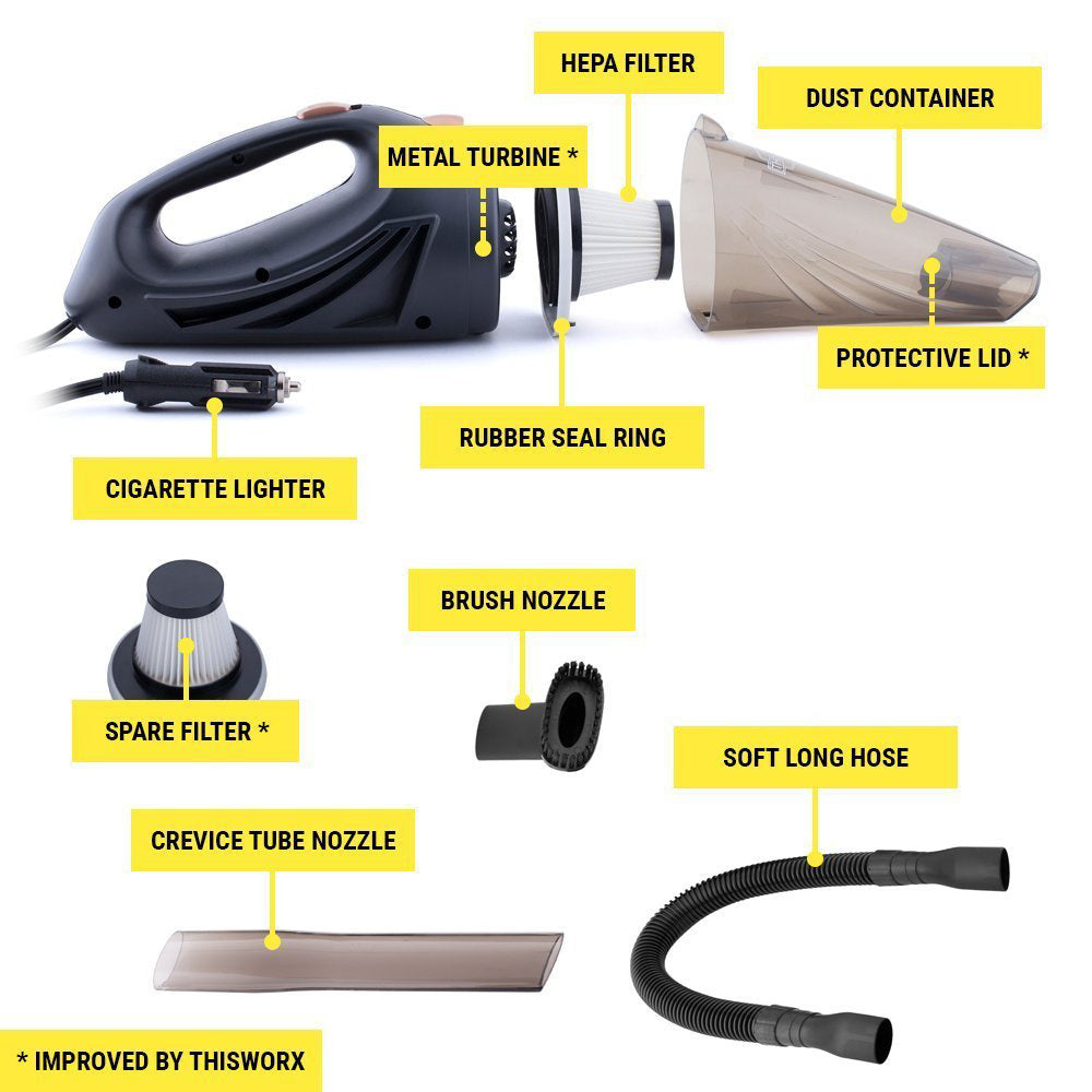 Car Vacuum Cleaner Car Accessories Small 12V High Power Handheld Portable Car Vacuum Cord &amp; Bag Detailing Kit Essentials For Travel, RV Camper