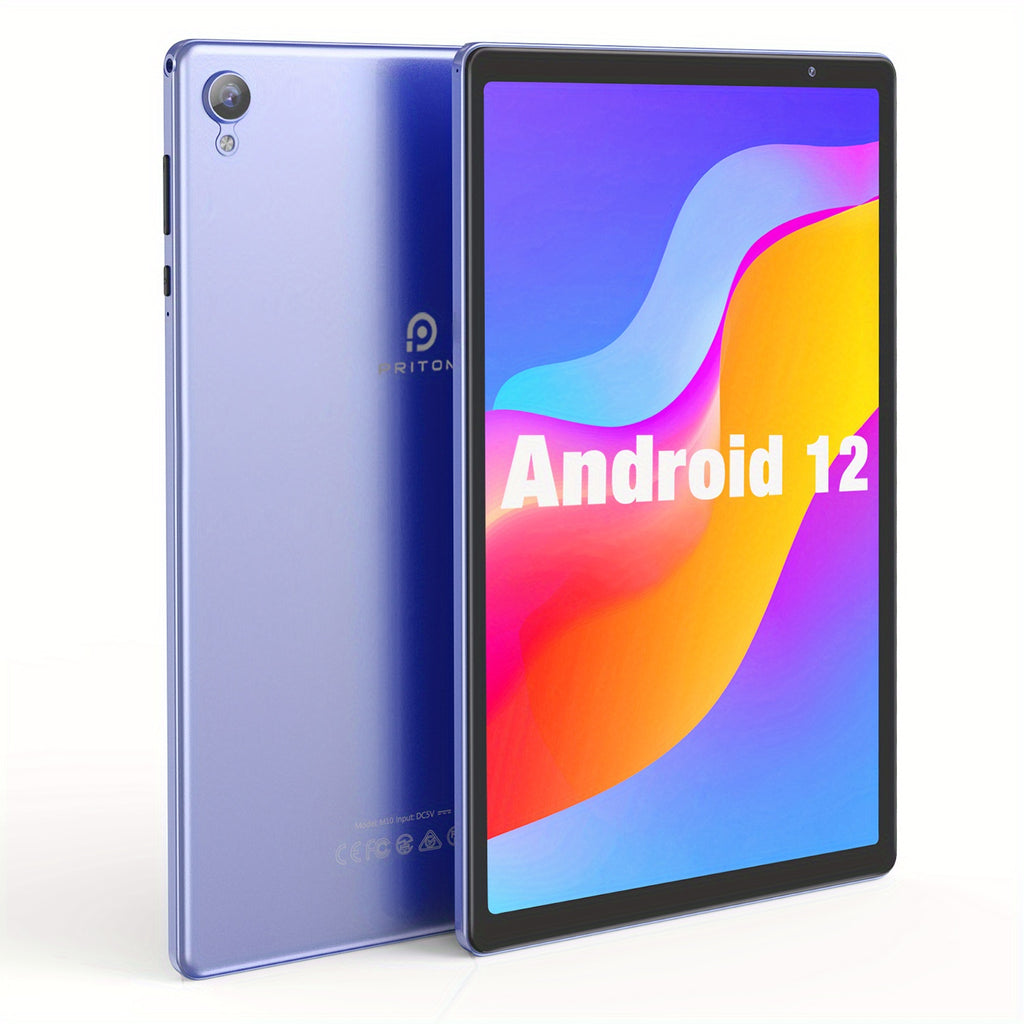 PRITOM 10-inch Compatible With Android 12 Tablet, 4GB DDR (2GB+2GBExpansion)RAM, 32GB ROM, 6000MAh, Quad Core Processor, 10 Inch Tablet, For Android Tablet High-definition IPS Screen, Camera, Wi Fi, For Google,PC,Pad Tablet