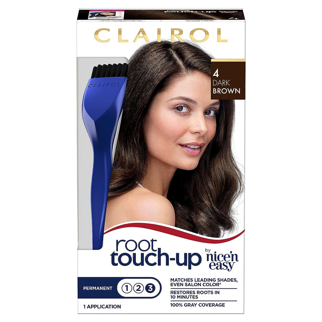 Clairol Root Touch-Up by Nice'n Easy Permanent Hair Dye, 4 Dark Brown Hair Color, 1 Count