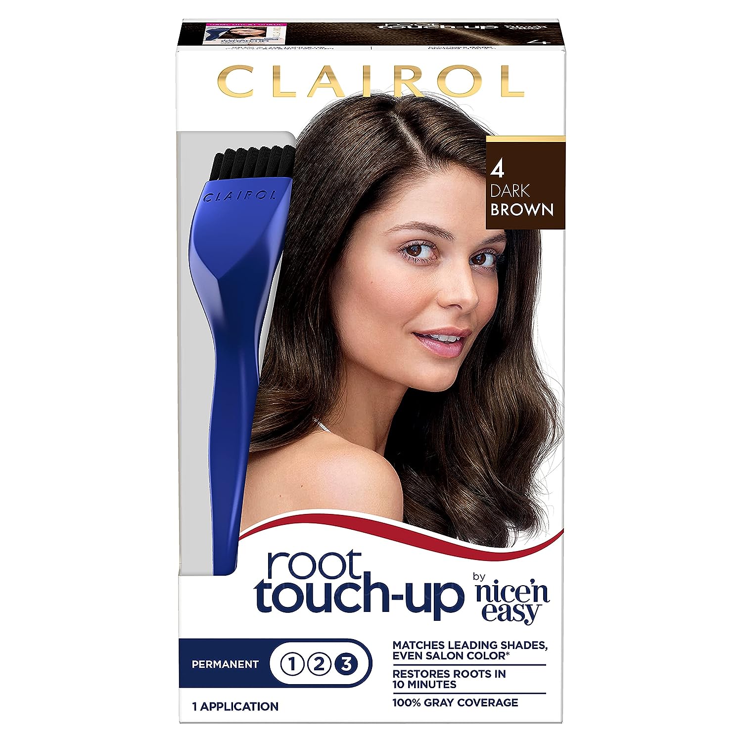 Clairol Root Touch-Up by Nice'n Easy Permanent Hair Dye, 4 Dark Brown Hair Color, 1 Count