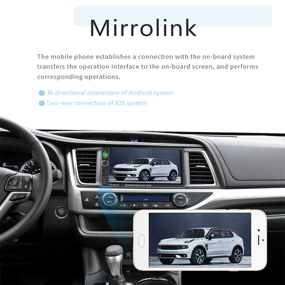 Car Multimedia Player 1080P High Resolution FM Audio Support Mirror Link Backup Camera Support Remote Control AUX Audio For IOS/Android