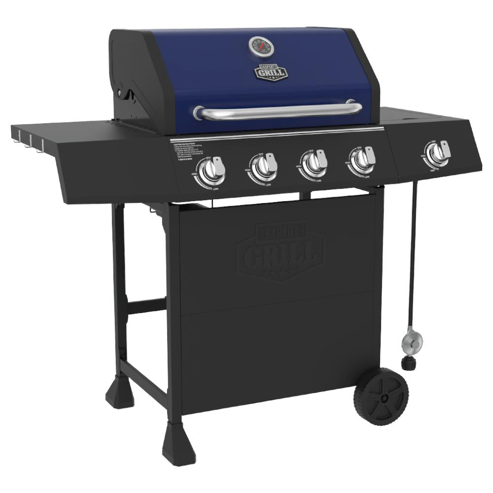 BBQ Grill 4 Burner with Side Burner LP Propane Gas Barbeque Grill in Blue