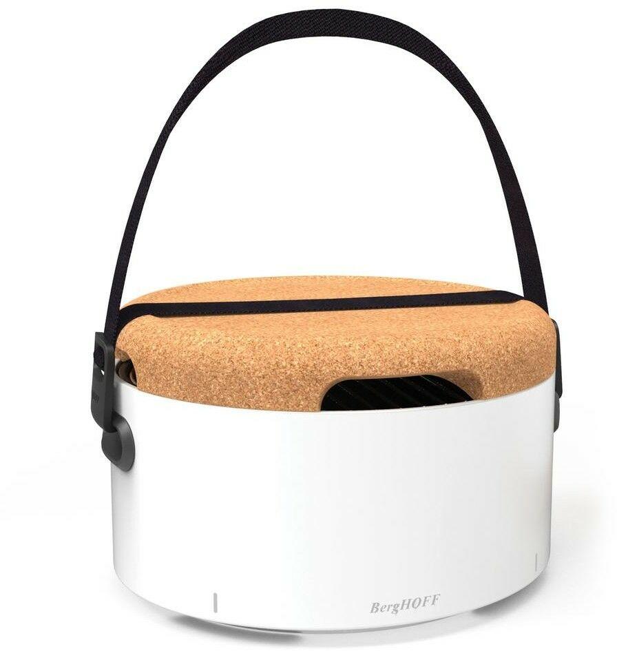 Portable Grill Charcoal Chrome-Plated Steel in White with Adjustable Air Vents