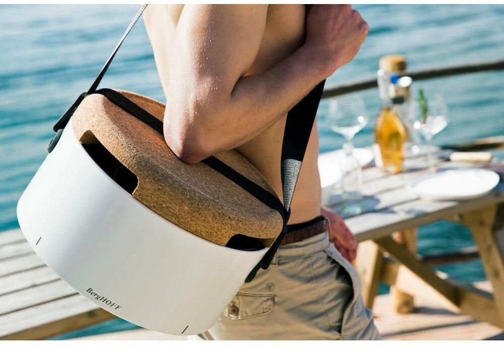 Portable Grill Charcoal Chrome-Plated Steel in White with Adjustable Air Vents