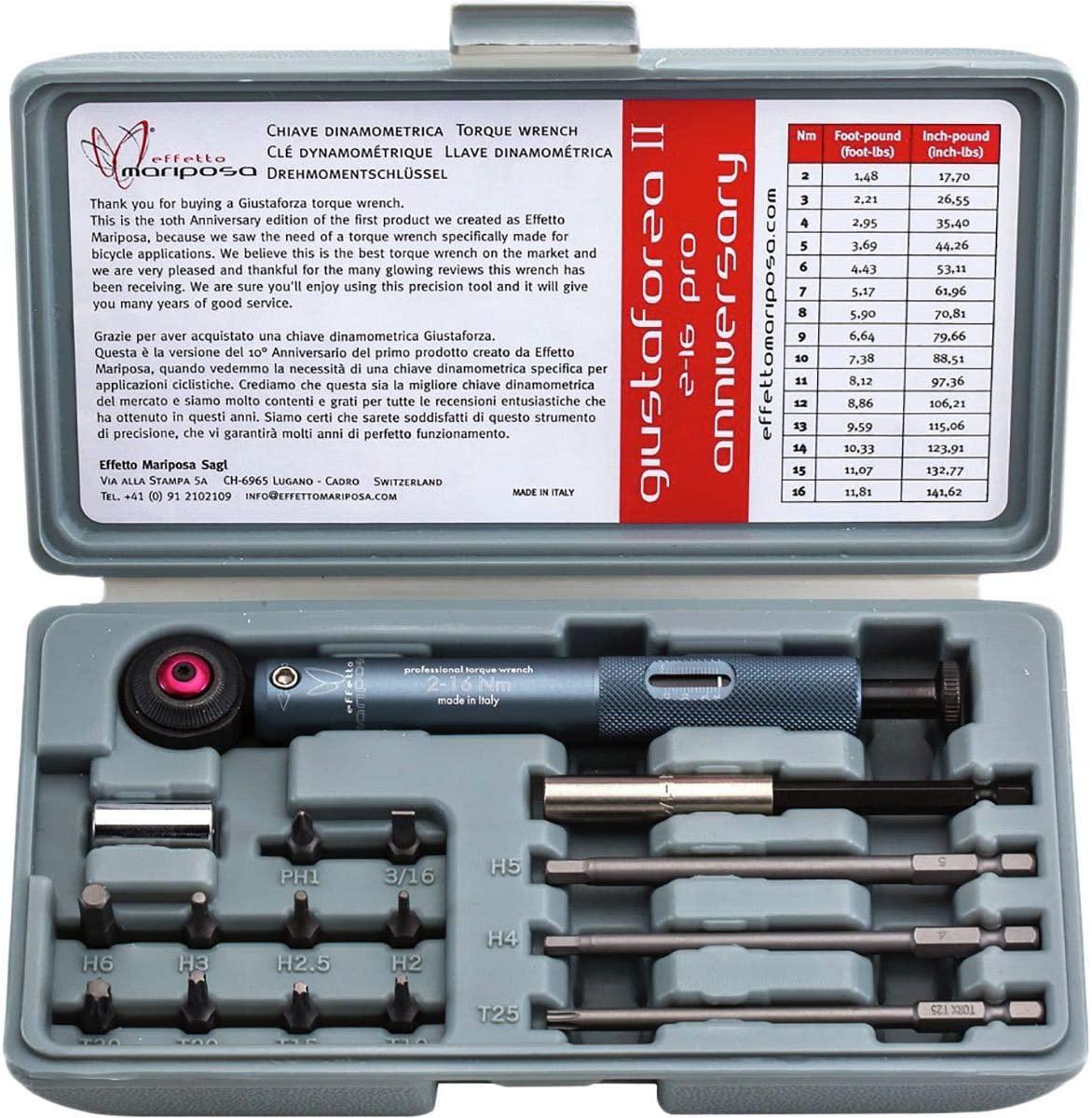 Effetto Mariposa Giustaforza II Pro Anniversary Racheting Torque Wrench Gunmetal, 2-16Nm Torque