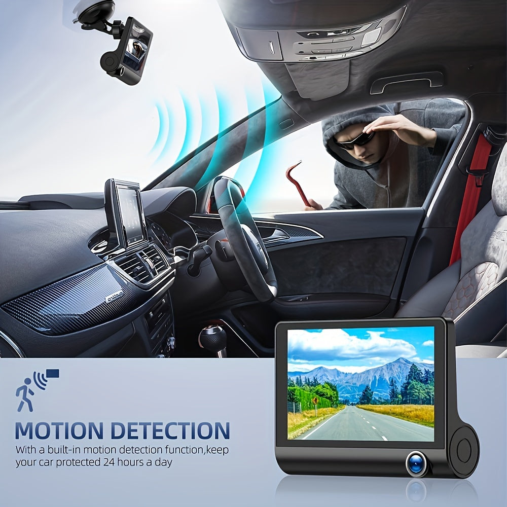 Three-record High-definition Night Vision  Driving Recorder Suction Cup Three-lens Car Front And Rear Simultaneous Video Tape Reversing Wide Angle