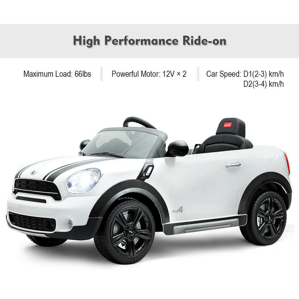 12V Electric Mini Countryman Licensed Kids Ride On Car Remote Controller White