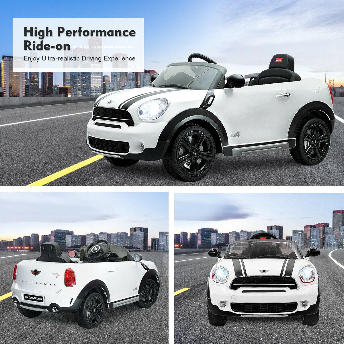 12V Electric Mini Countryman Licensed Kids Ride On Car Remote Controller White