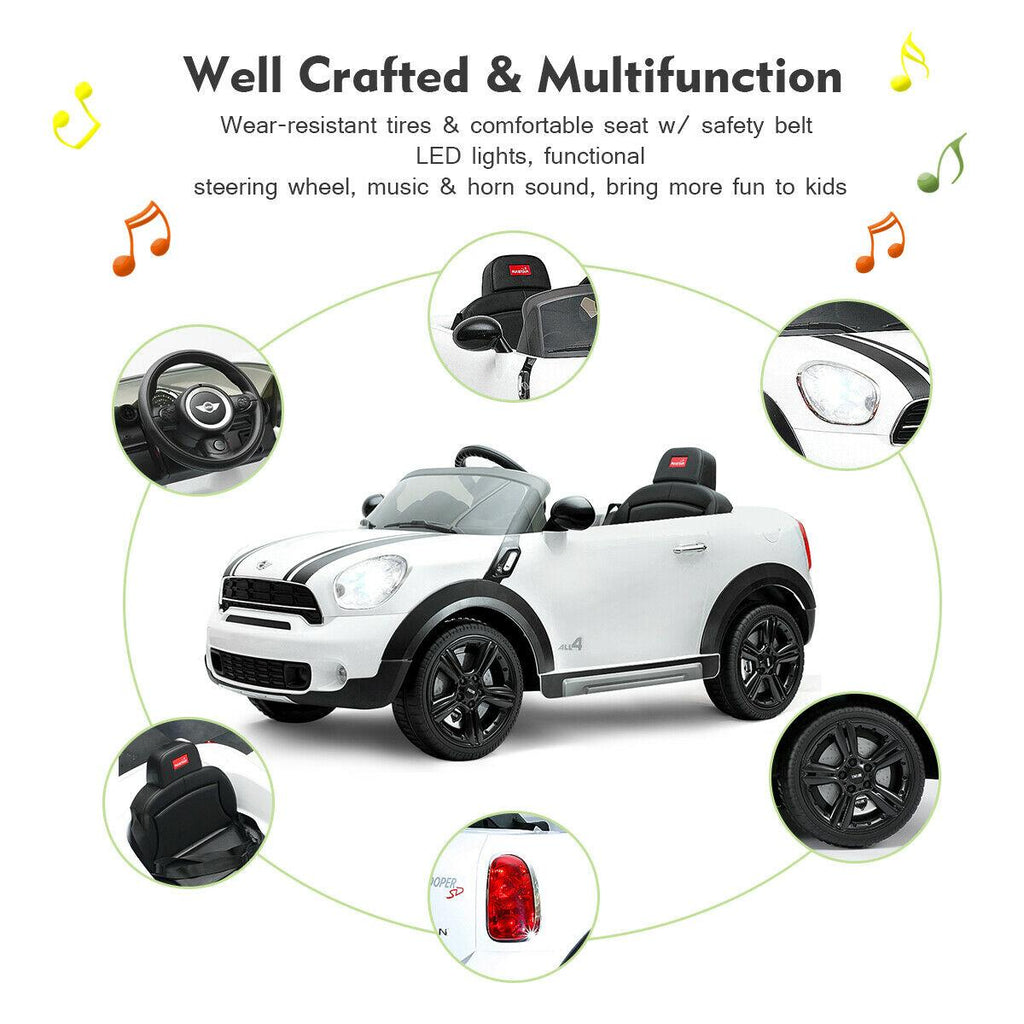 12V Electric Mini Countryman Licensed Kids Ride On Car Remote Controller White