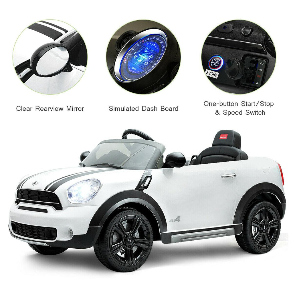 12V Electric Mini Countryman Licensed Kids Ride On Car Remote Controller White