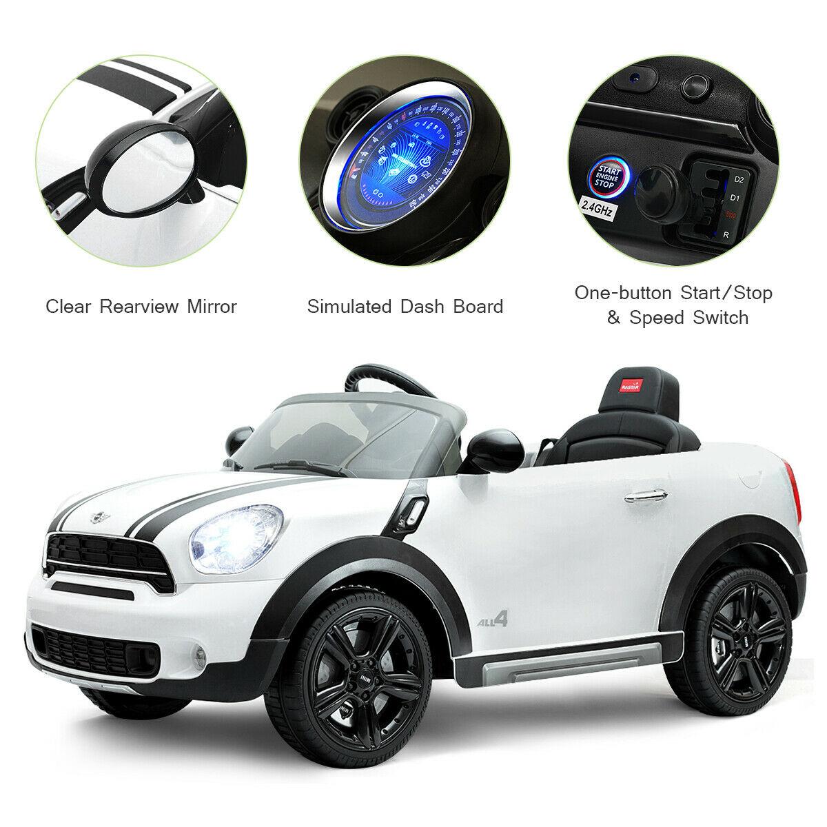 12V Electric Mini Countryman Licensed Kids Ride On Car Remote Controller White