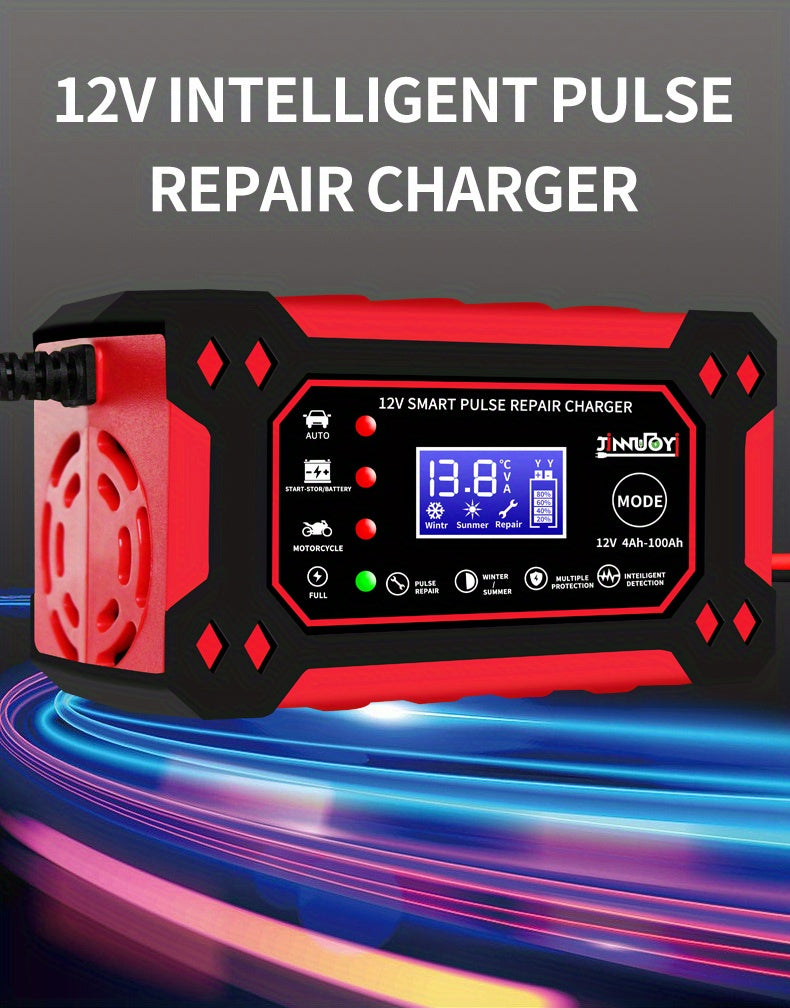 12V/6A Full Automatic Car Battery Charger Pulse Repair Charger For Car Truck Motorcycle Lawn Mower AGM/Gel Lead Acid Battery