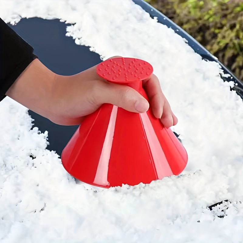 1pc Car Window Windshield Magic Ice Scraping Oil Funnel Snow Shovel + 1pair Gloves, Ice Removal Tool Scraping Winter Car Accessories