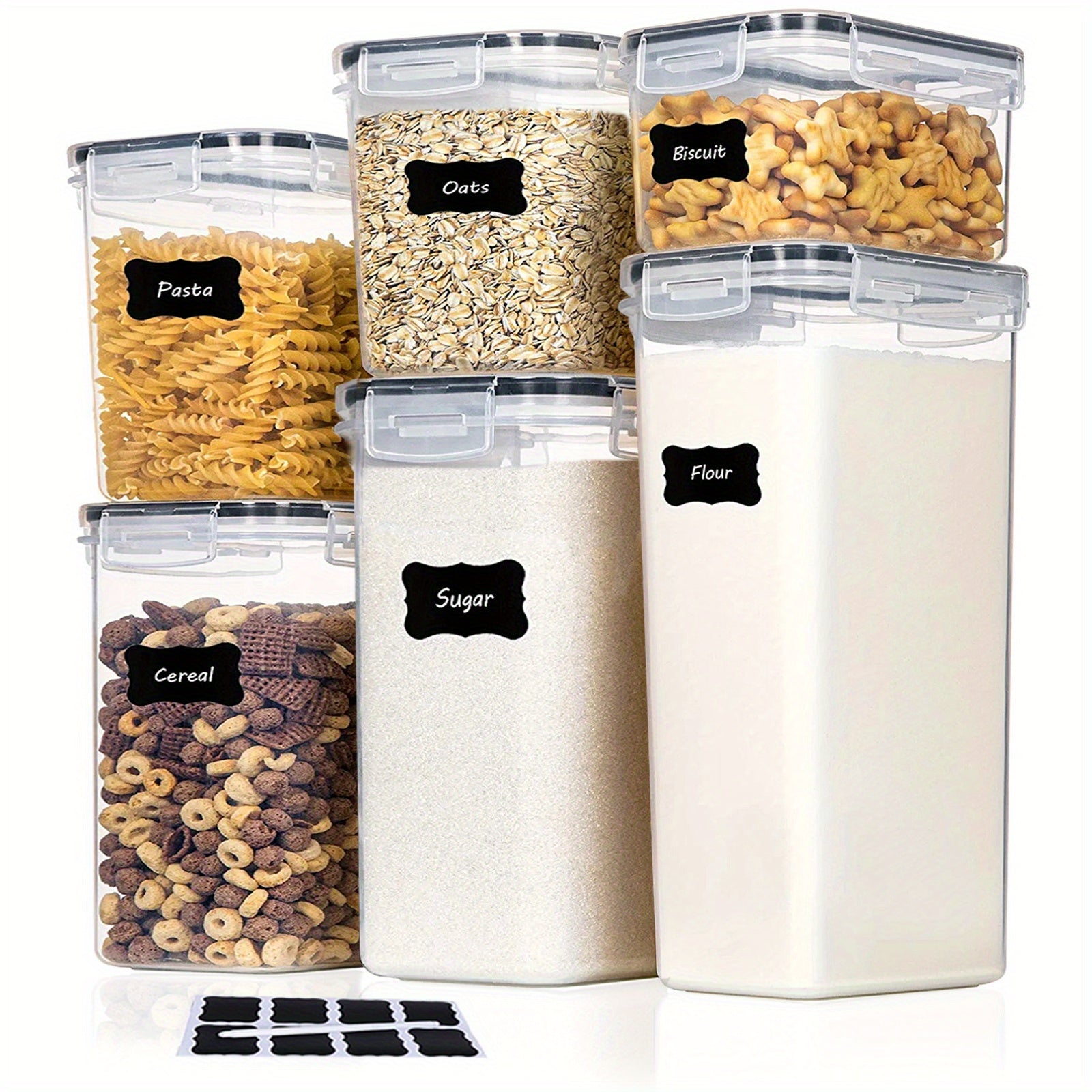 6/12pcs Airtight Food StoraContainers W/Lids,BPA Plastic Dry Food Canisters For Kitchen Pantry Organization And Storage,Dishwasher Safe