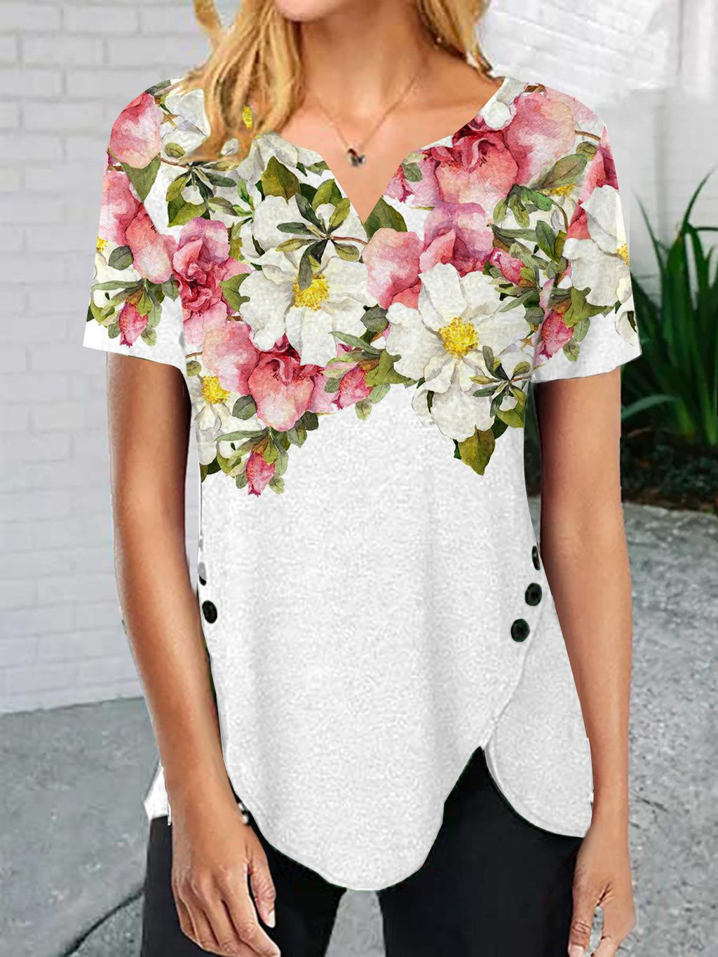 Womens Casual Print Asymmetrical Top