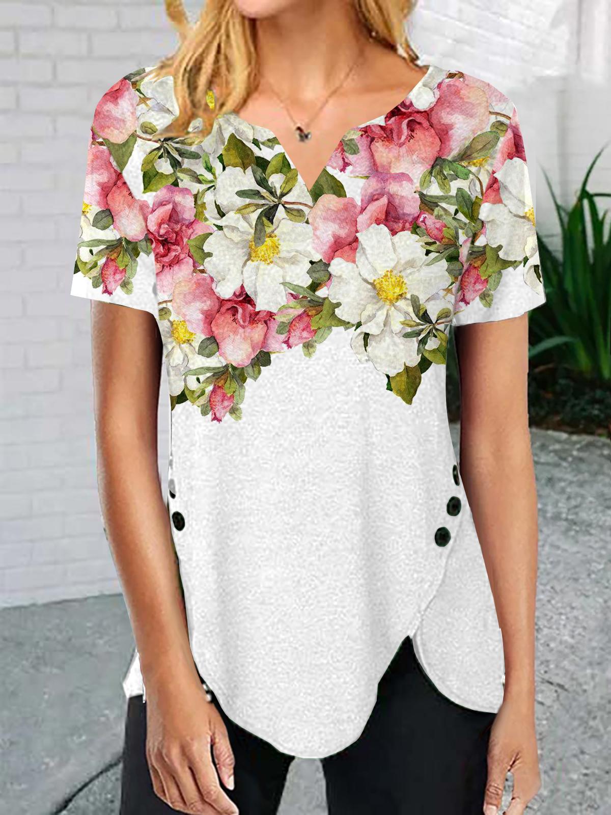 Womens Casual Print Asymmetrical Top