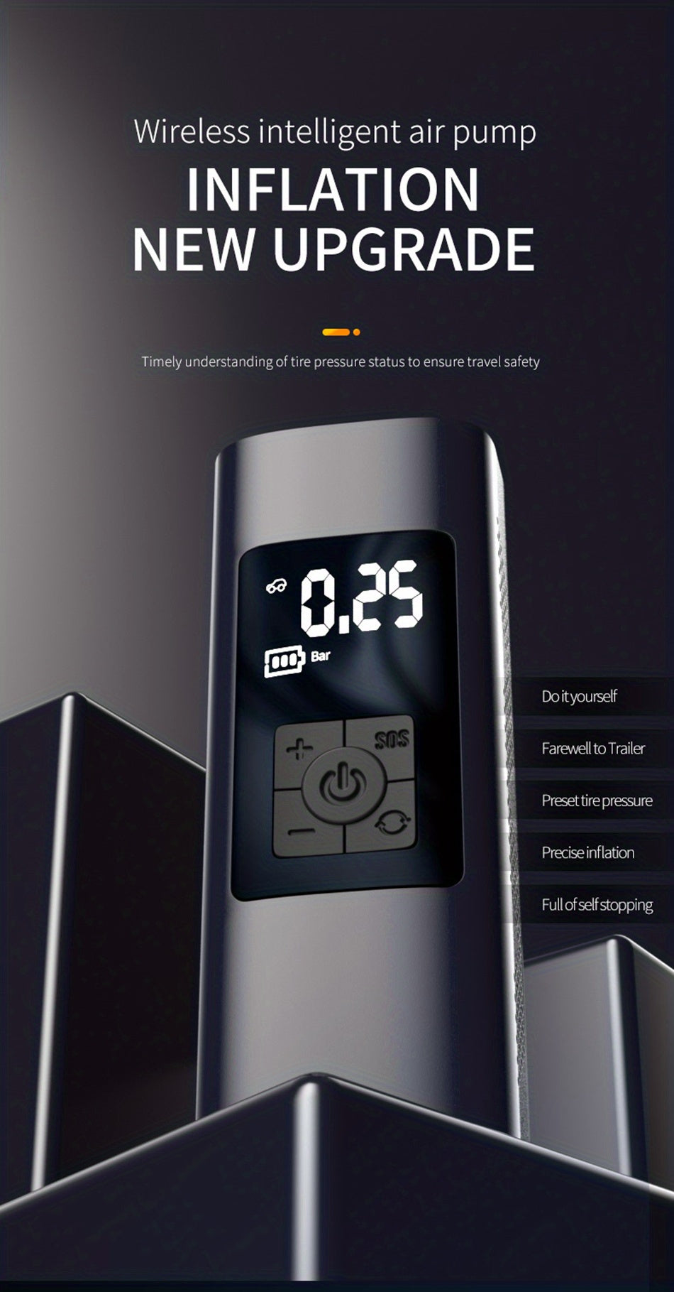 6000mAh Portable Cordless Tire Inflator: 150PSI Digital Air Pump for Cars, Bikes, and Boats