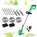 Pruning Lawn Trimmer Electric Cordless Grass Strimmer Edger Mower Telescopic Adjustable Handheld Cutter Gardening Tools with Battery Spare Blades Outdoor Yard Garden Lawn Green