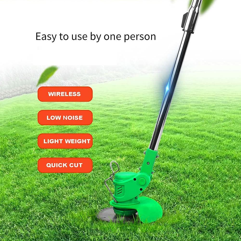 Electric Collect Lawn Mower 12V, Electric Grass Trimmer and Edger, Dual Control Switch Design, Light Body, Adjustable Length 1-30cm, with Cooling Holes, Newly Upgraded Auxiliary Grip