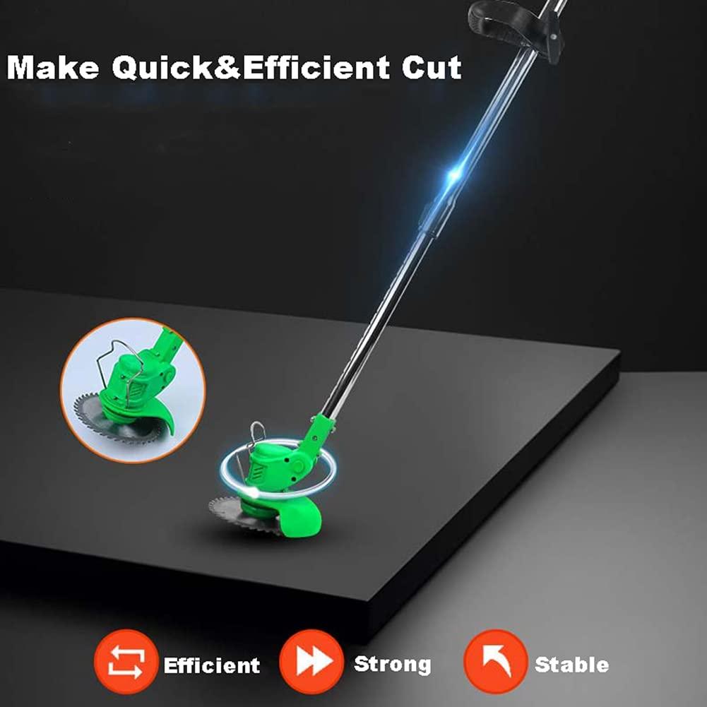 Electric Collect Lawn Mower 12V, Electric Grass Trimmer and Edger, Dual Control Switch Design, Light Body, Adjustable Length 1-30cm, with Cooling Holes, Newly Upgraded Auxiliary Grip