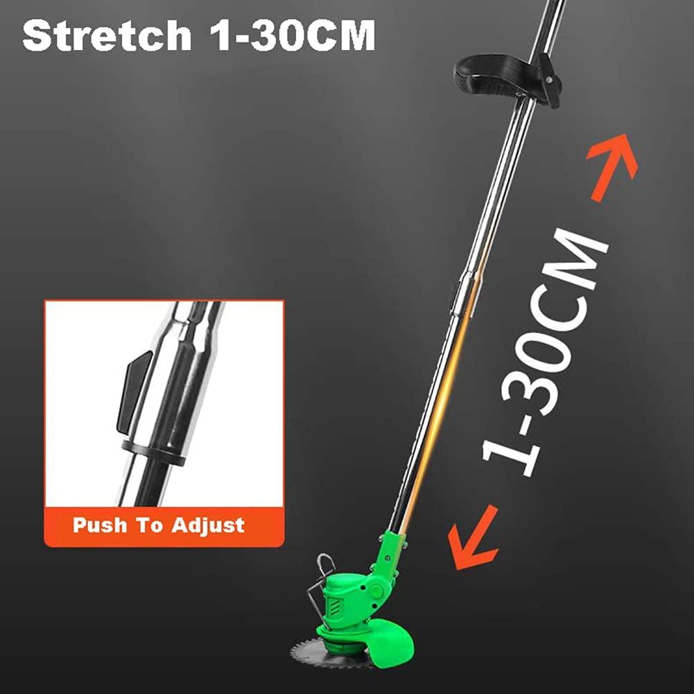 Electric Collect Lawn Mower 12V, Electric Grass Trimmer and Edger, Dual Control Switch Design, Light Body, Adjustable Length 1-30cm, with Cooling Holes, Newly Upgraded Auxiliary Grip