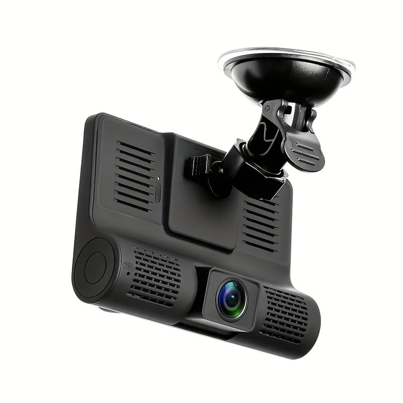 3 Lens Dash Camera, 4'' Touch IPS Screen Car Video Recorder, 1080P +720P+720P