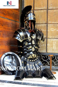 NauticalMart Roman Black Muscle Armor Cuirass Set w/Helmet, Shield, Leg & Arm Guard Medieval Halloween Costume