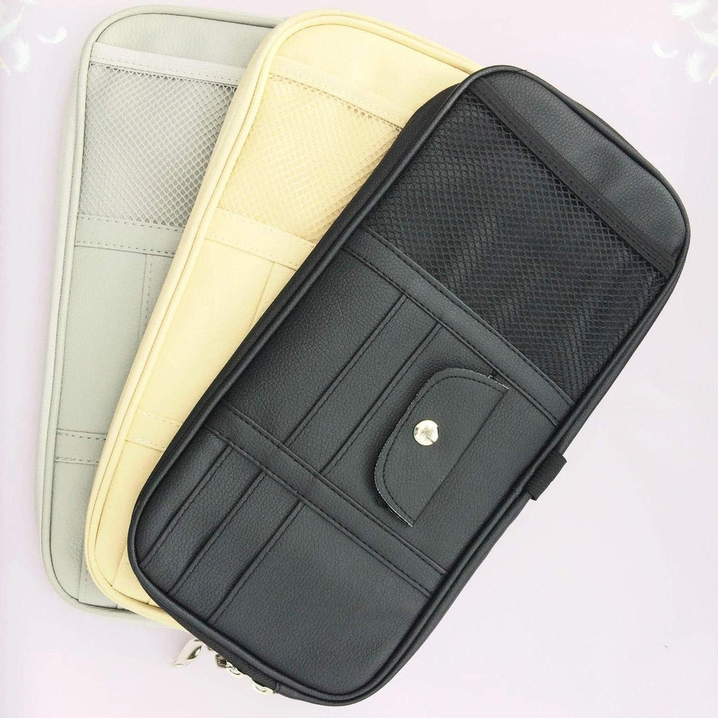 Da by Car Sun Visor Organizer Auto Car Visor Pocket and Interior Accessories Car Truck Visor Storage Pouch Holder with Multi-Pocket Net Zippers(Black)