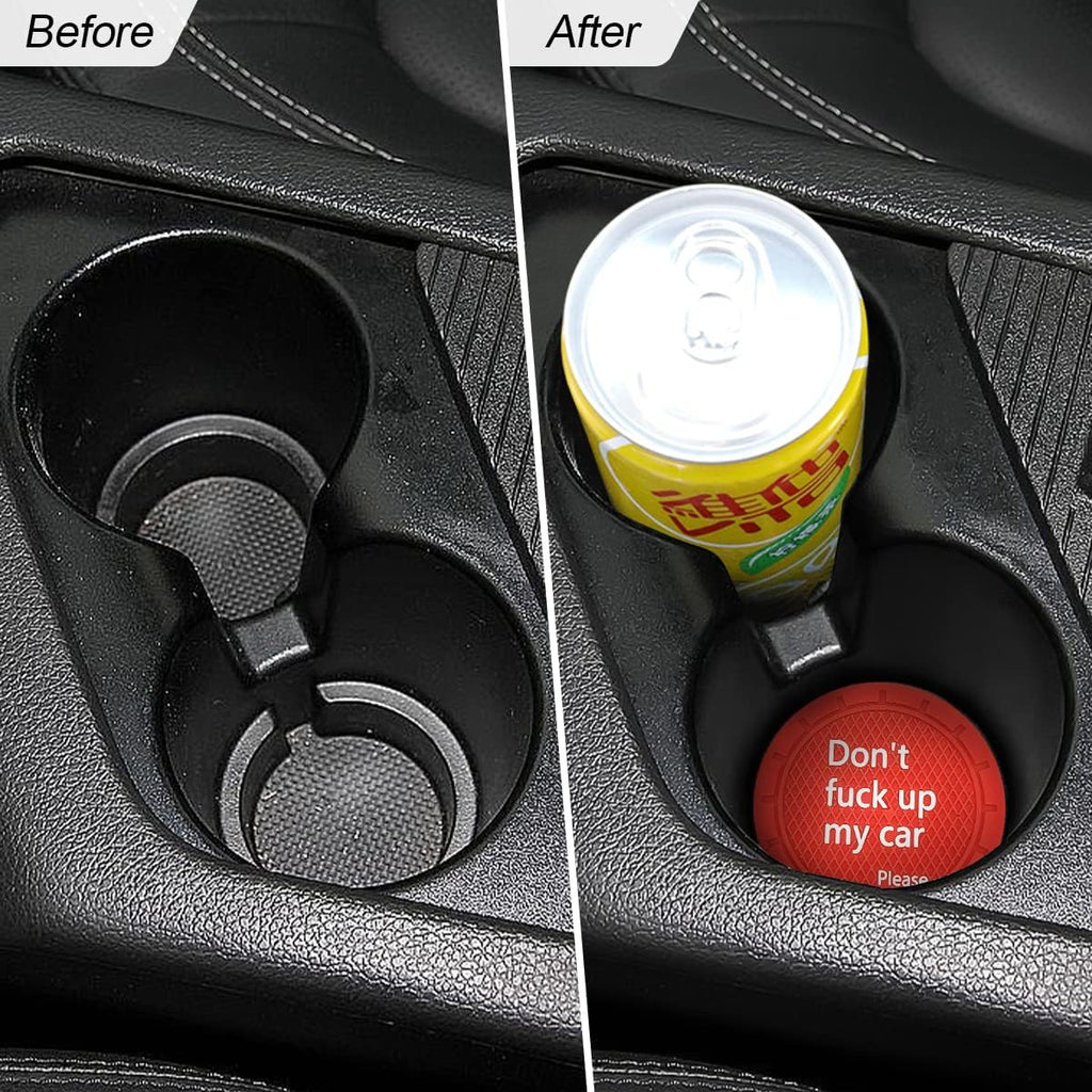 8sanlione Car Cup Coaster, 4Pcs 2.75 Inch Auto Cup Holder Insert Coasters, Non-Slip Waterproof Embedded Drink Mat, Automotive Interior Accessories for Men and Women (D Red/4PCS)