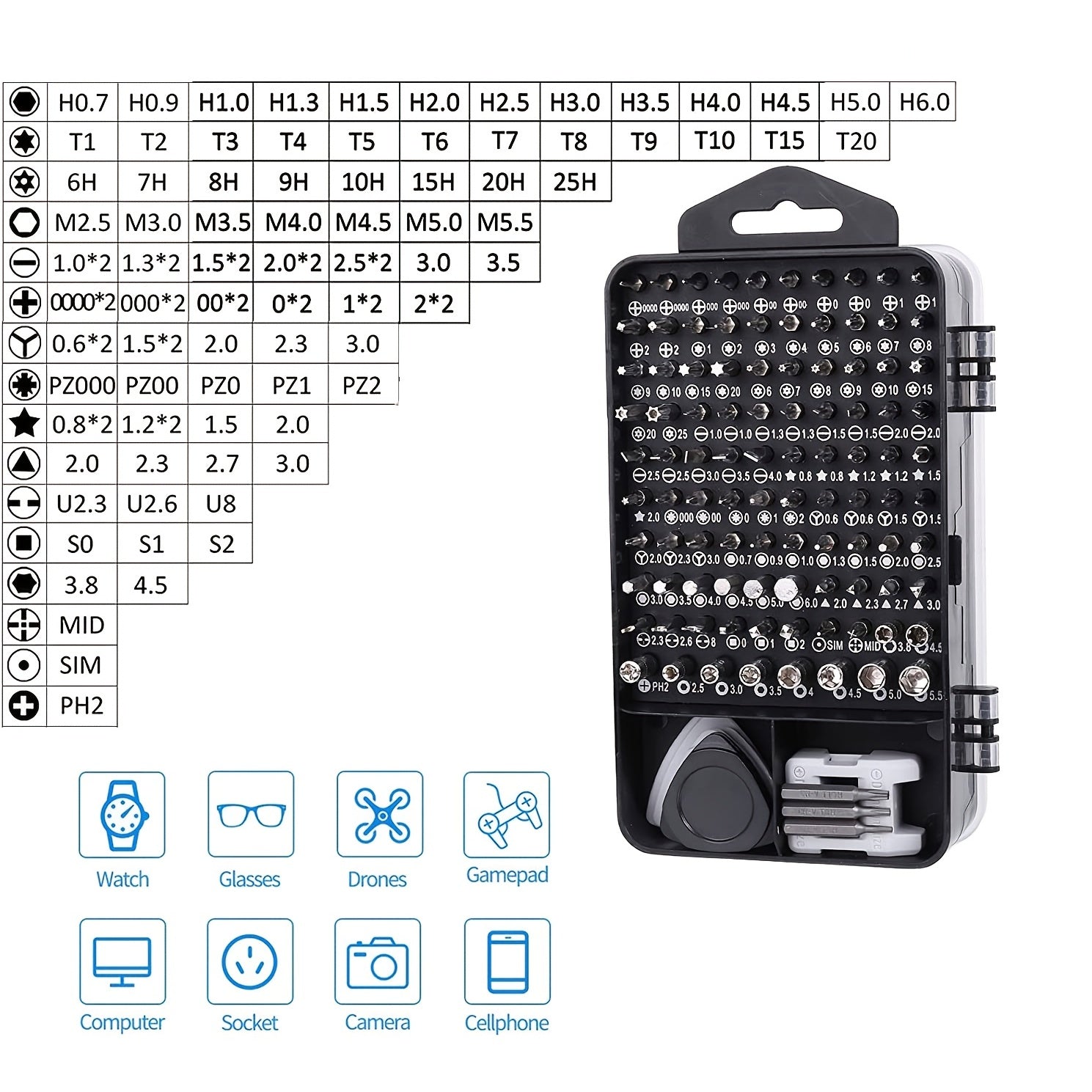 115 In1 Precision Screwdriver Set Small Screwdriver Bit Set For DIY Electronic Repairs-Computer Repair Tool Kit , , Repairing Tools With Case