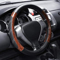 Elantrip Wood Grain Steering Wheel Cover Leather 14.5 to 15 inches Anti Slip for Car Truck SUV Jeep