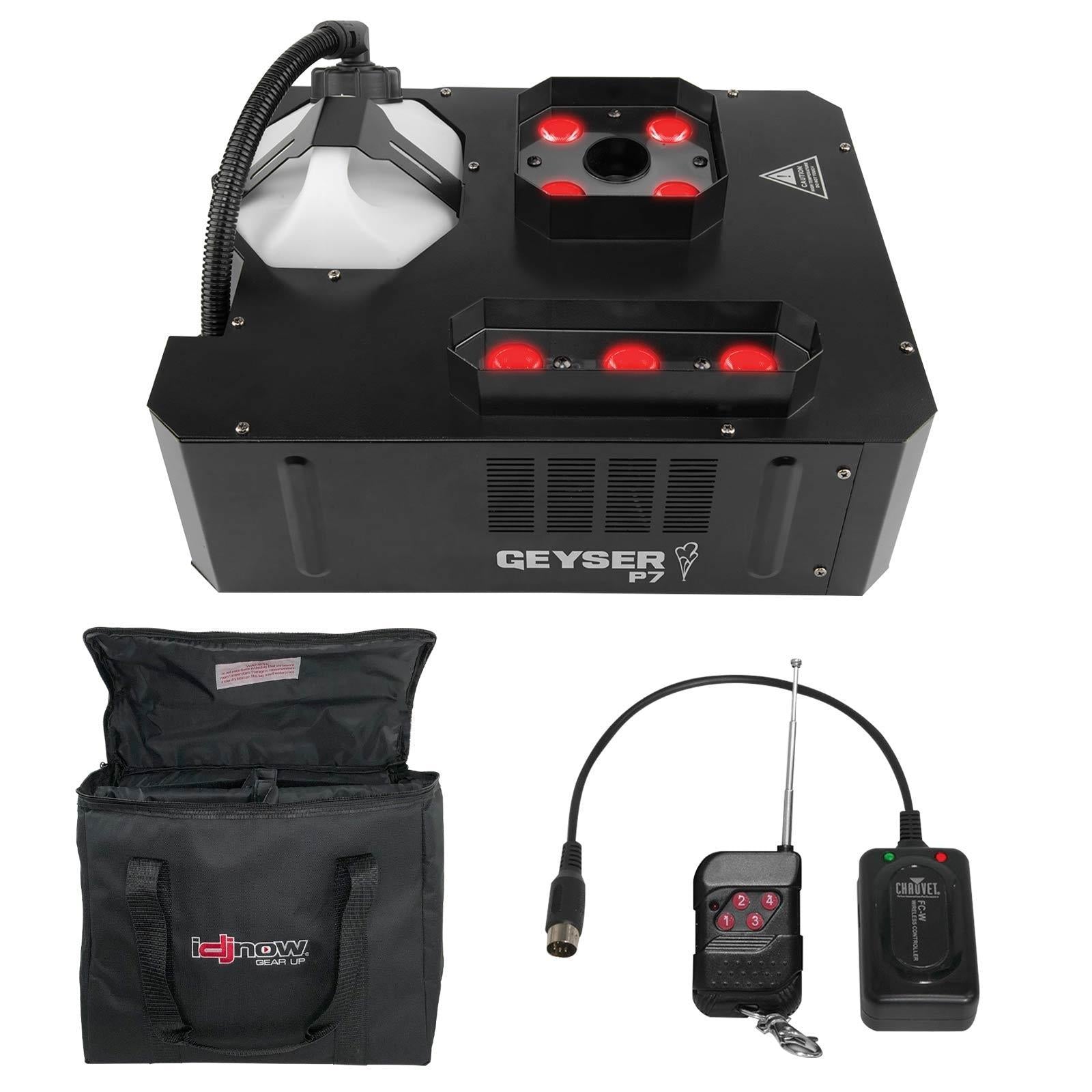 Chauvet DJ Geyser P7 RGBA+UV Pyrotechnic-Like Fog Machine with Multi-Purpose Padded Utility Case Package