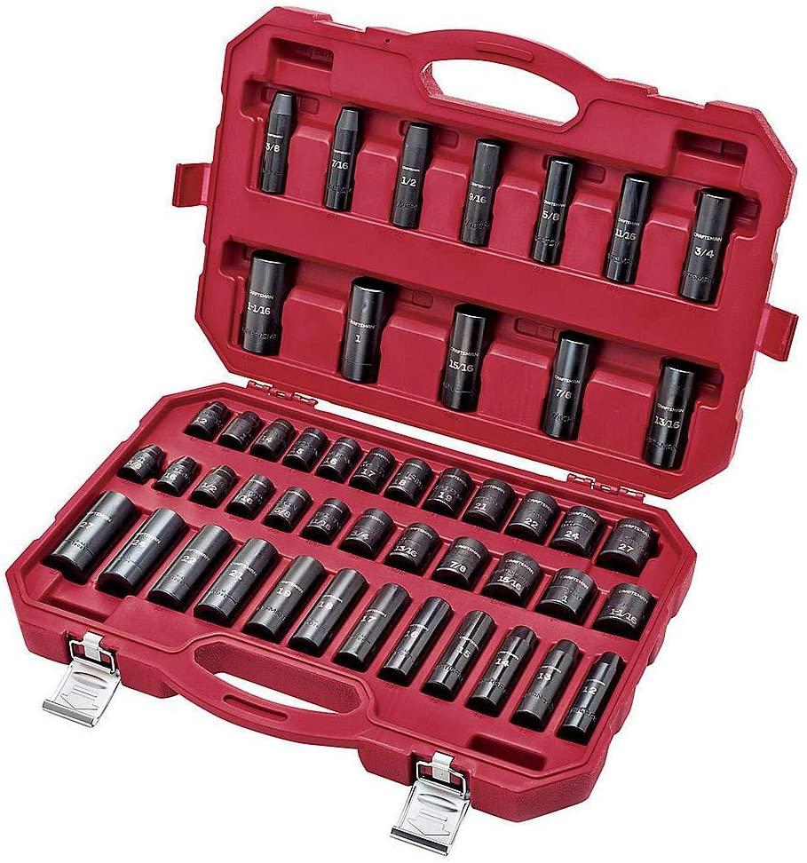 Craftsman 48pc  Laser Impact Socket Accessory Set with Portable Case, 1/2 Drive, Inch/metric