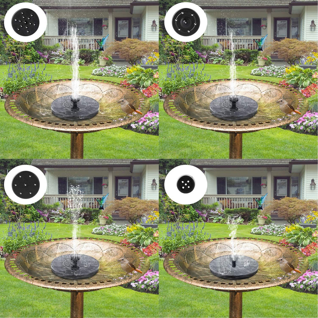 Mademax Solar Bird Bath Fountain Pump, Upgrade Solar Fountain with 6 Nozzle, Free Standing Floating Solar Powered Water Fountain Pump for Bird Bath, Garden, Pond, Pool, Outdoor
