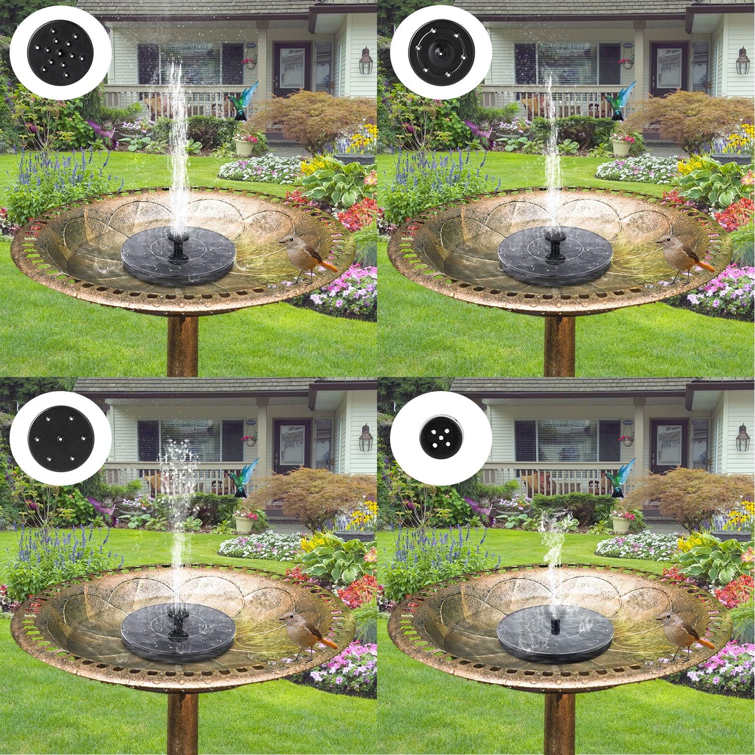 Mademax Solar Bird Bath Fountain Pump, Upgrade Solar Fountain with 6 Nozzle, Free Standing Floating Solar Powered Water Fountain Pump for Bird Bath, Garden, Pond, Pool, Outdoor