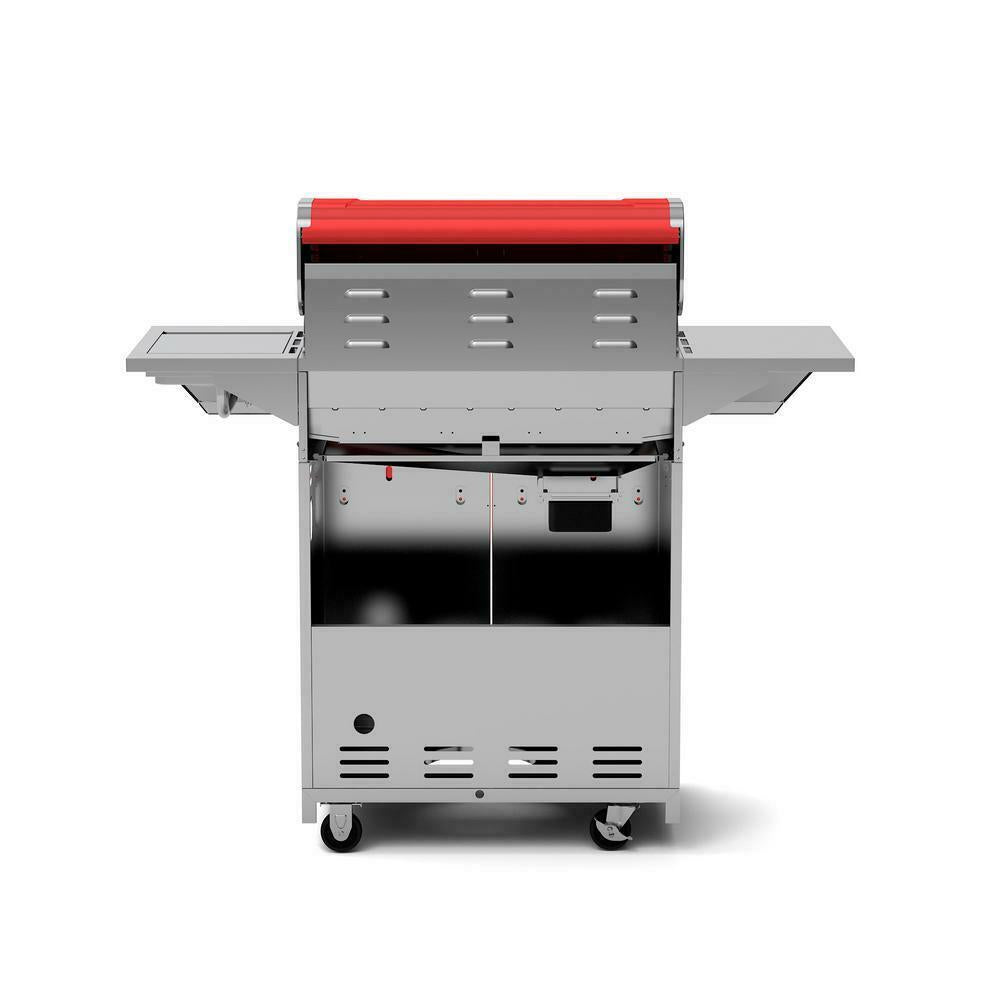 Propane Grill 48000 BTU 4-Burner Heat Thermometer Warming Rack  Steel