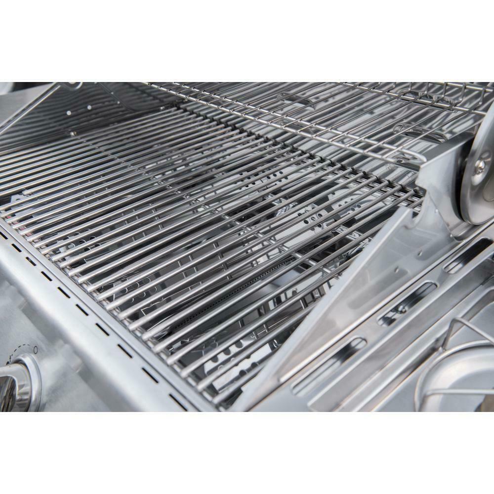 Propane Grill 48000 BTU 4-Burner Heat Thermometer Warming Rack  Steel